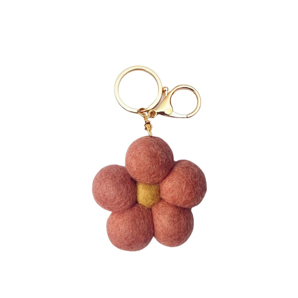 Felt Flower Keychain | Coral by Home Dweller. Australian Art Prints, Fashion and Homewares. Green Door Decor. www.greendoordecor.com.au