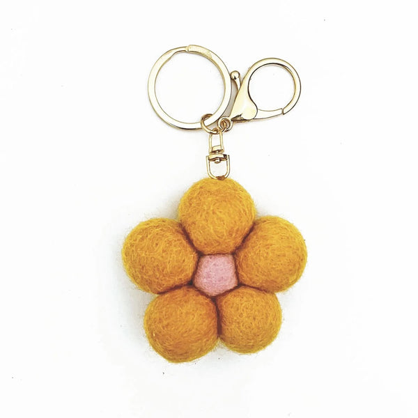 Felt Flower Keychain | Yellow by Home Dweller. Australian Art Prints and Homewares. Green Door Decor. www.greendoordecor.com.au