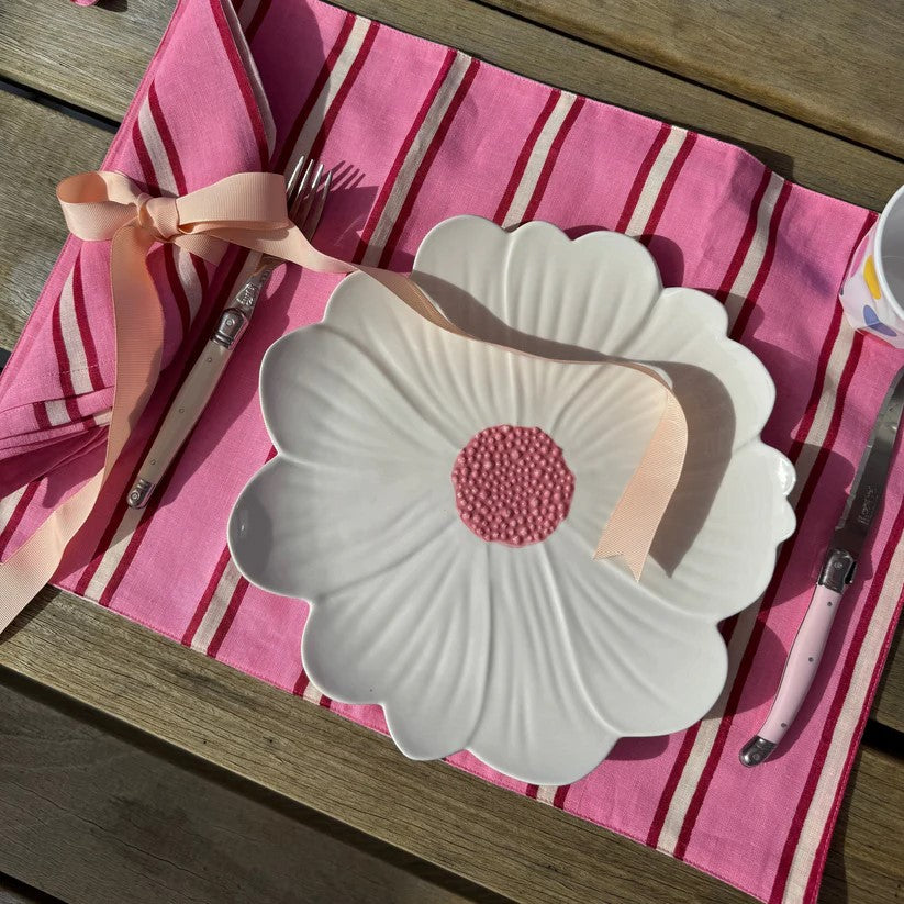 Flower Plate | White with Pink Centre by Noss Ceramics. Australian Art Prints and Homewares. Green Door Decor. www.greendoordecor.com.au