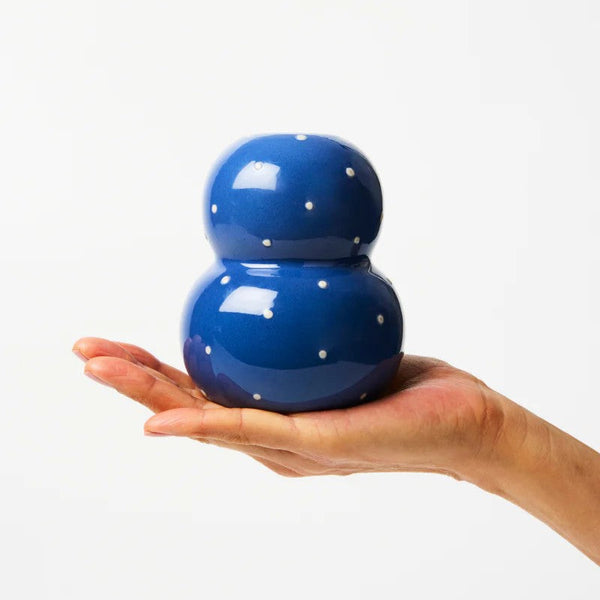 'Fonda' Navy Dotty Vase by Jones and Co. Australian Art Prints, Fashion and Homewares. Green Door Decor. www.greendoordecor.com.au