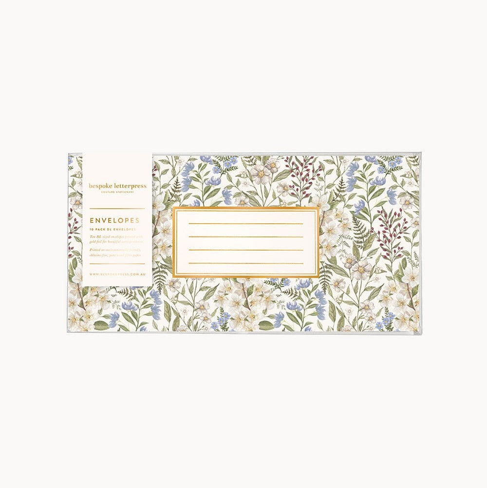 10 Pack DL Envelopes | Forget Me Not by Bespoke Letterpress. Australian Art Prints, Gifts, Fashion and Homewares. Green Door Decor. www.greendoordecor.com.au