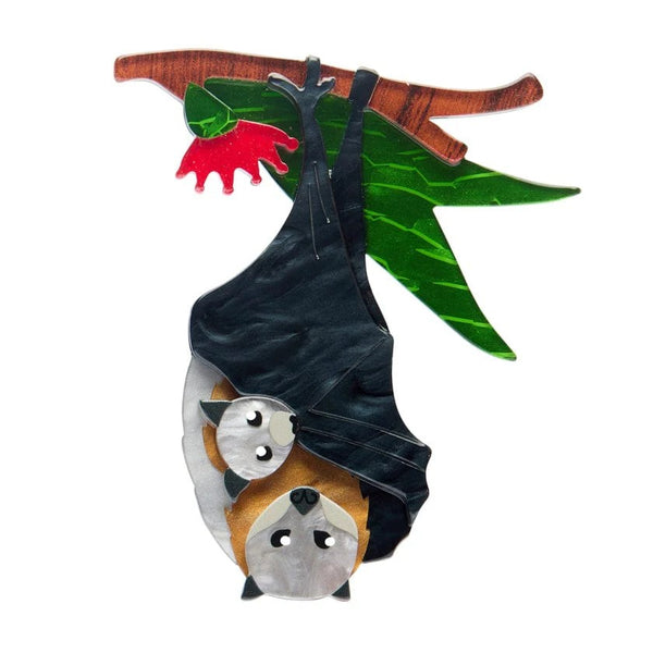 Frankie & Finn Flying Foxes Brooch | Erstwilder. Australian Art Prints and Homewares. Green Door Decor. www.greendoordecor.com.au