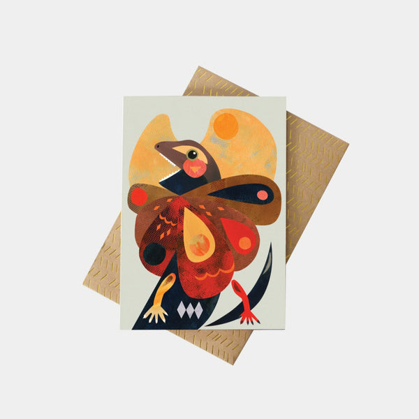 Frilled-Neck Lizard Greeting Card | Pete Cromer. Australian Art Prints and Homewares. Green Door Decor. www.greendoordecor.com.au