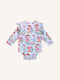 'Curious Bunny' Frill Bodysuit | Cornflower by Fleur Harris. Australian Art Prints, Gifts, Fashion and Homewares. Green Door Decor. www.greendoordecor.com.au
