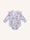 'Curious Bunny' Frill Bodysuit | Cornflower by Fleur Harris. Australian Art Prints, Gifts, Fashion and Homewares. Green Door Decor. www.greendoordecor.com.au