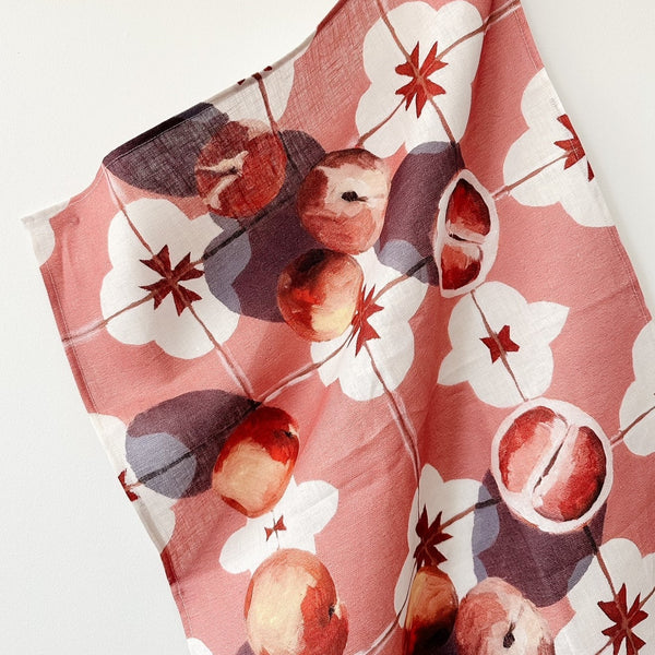 Fruit on the Floor Linen Tea Towel | Whitney Spicer Art. Australian Art Prints and Homewares. Green Door Decor. www.greendoordecor.com.au