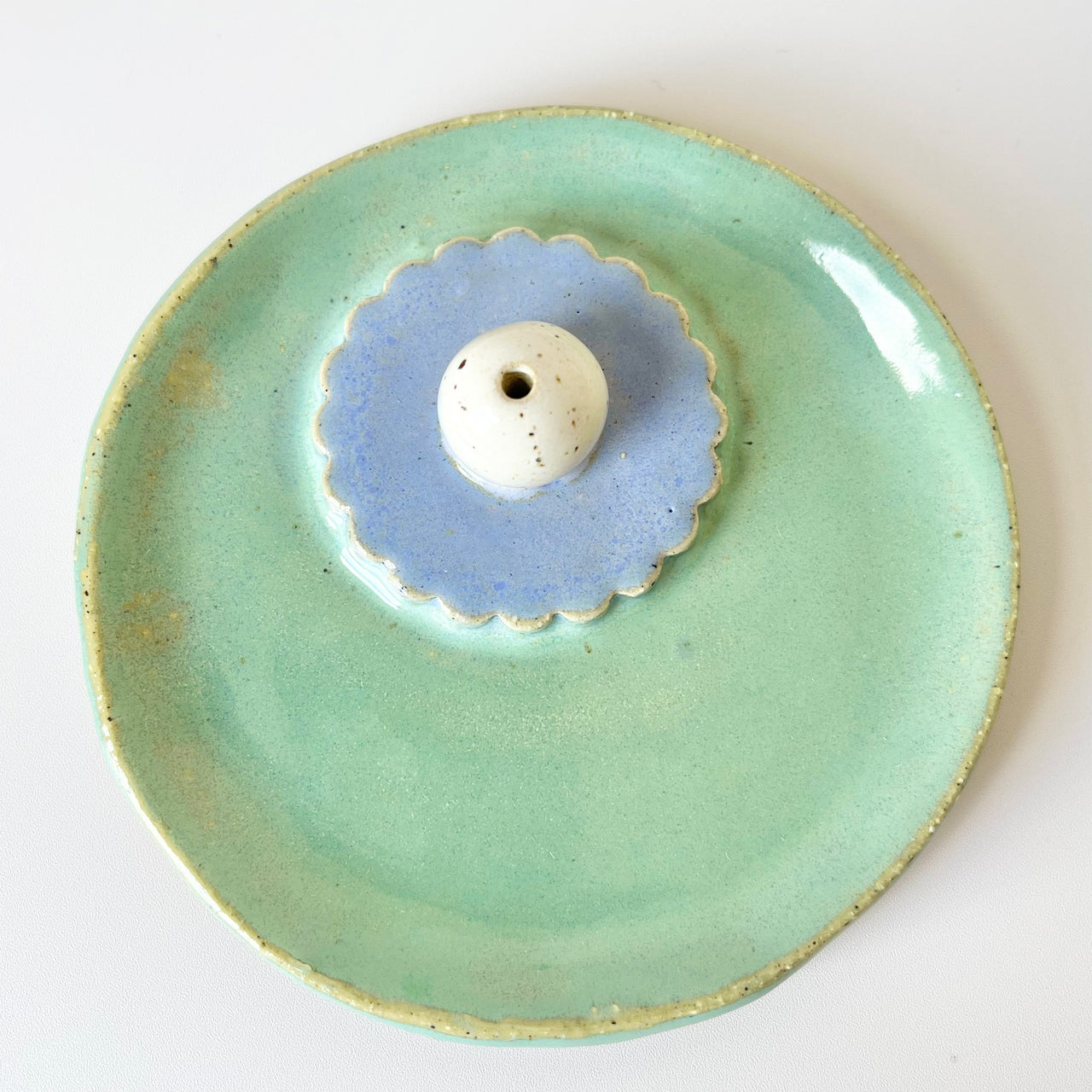 Incense Holder | Frill Circle Green & Blue by Bei Creative. Australian Art Prints and Homewares. Green Door Decor. www.greendoordecor.com.au