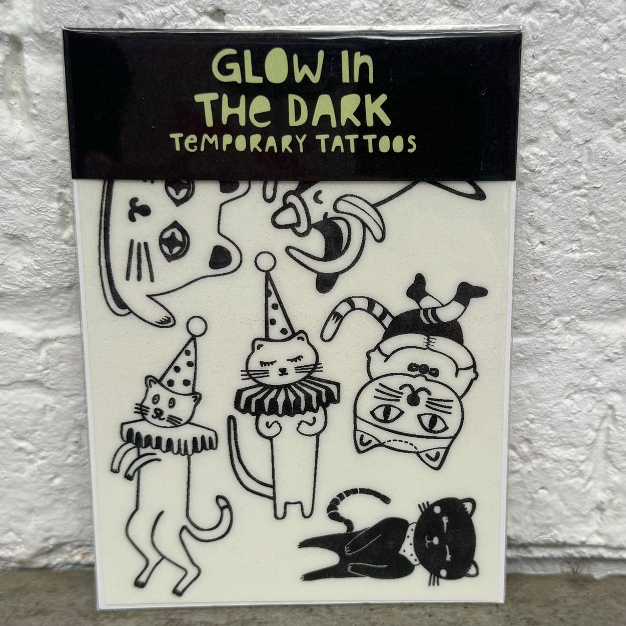 Cats | Glow In The Dark Temporary Tattoos by Missy Minzy. Australian Art Prints, Gifts, Fashion and Homewares. Green Door Decor. www.greendoordecor.com.au