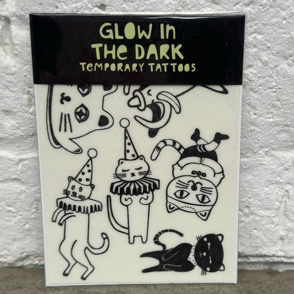 Cats | Glow In The Dark Temporary Tattoos by Missy Minzy. Australian Art Prints, Gifts, Fashion and Homewares. Green Door Decor. www.greendoordecor.com.au