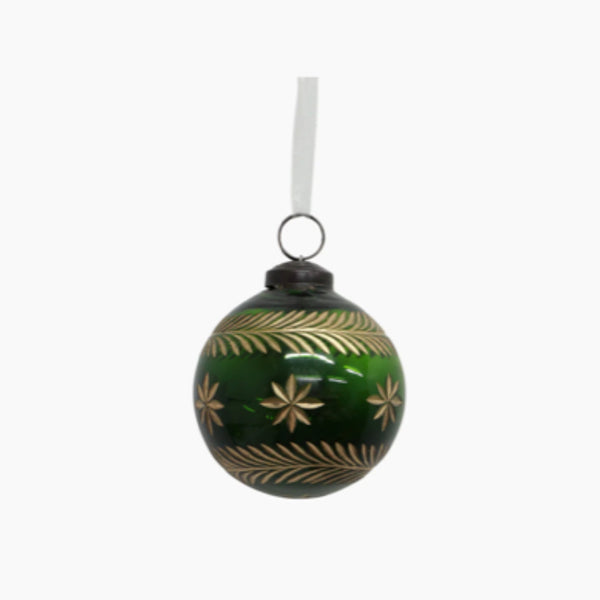 Amina Glass Bauble - Green/Gold | Christmas Hanging Decoration by French Country Collections. Australian Art Prints and Homewares. Green Door Decor. www.greendoordecor.com.au