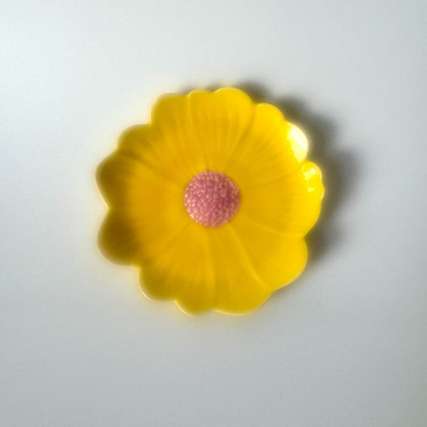 Flower Trinket Dish | Yellow with Pink Centre by Noss & Co. Australian Art Prints and Homewares. Green Door Decor. www.greendoordecor.com.au