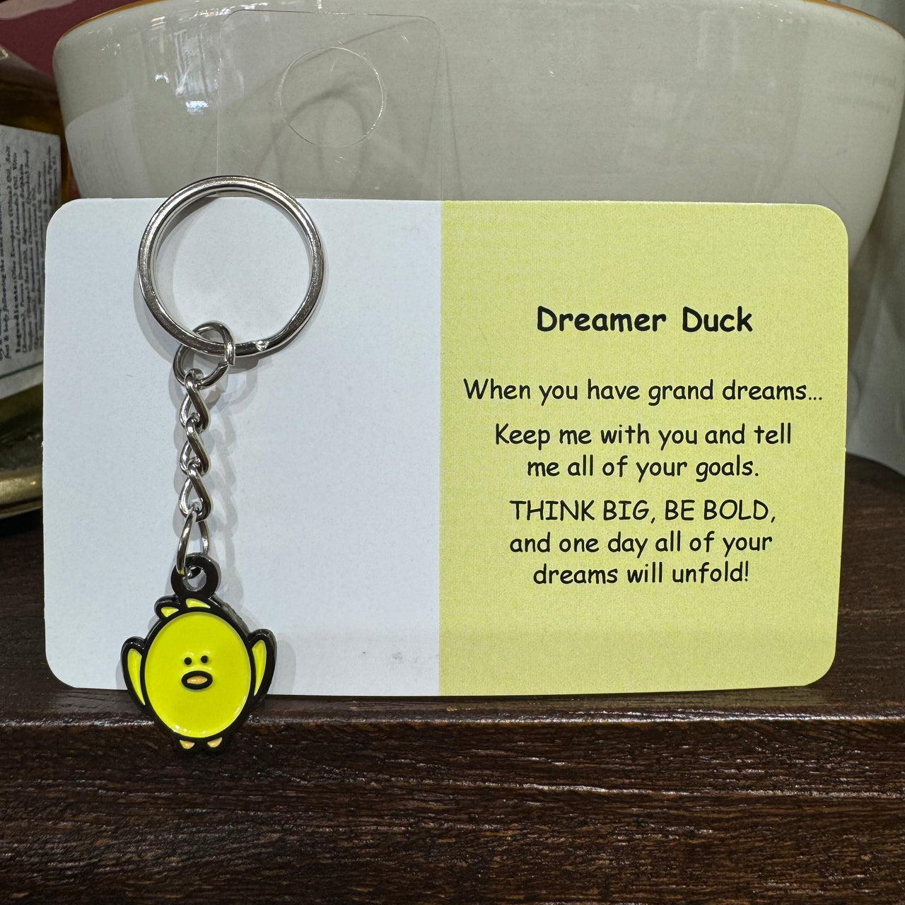 Dreamer Duck | Mental Wellbeing Keyring by Little Joys by Amelie. Australian Art Prints and Homewares. Green Door Decor. www.greendoordecor.com.au