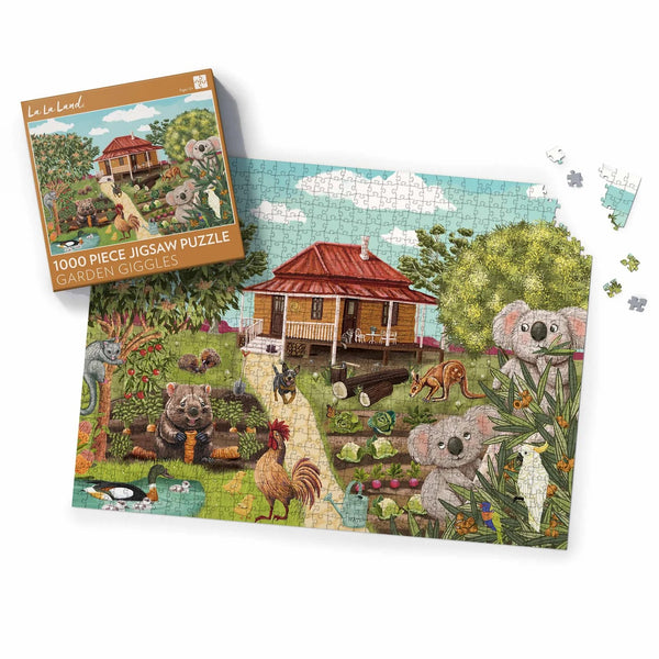 Puzzle (1000 pieces) | Garden Giggles by La La Land. Australian Art Prints and Homewares. Green Door Decor. www.greendoordecor.com.au