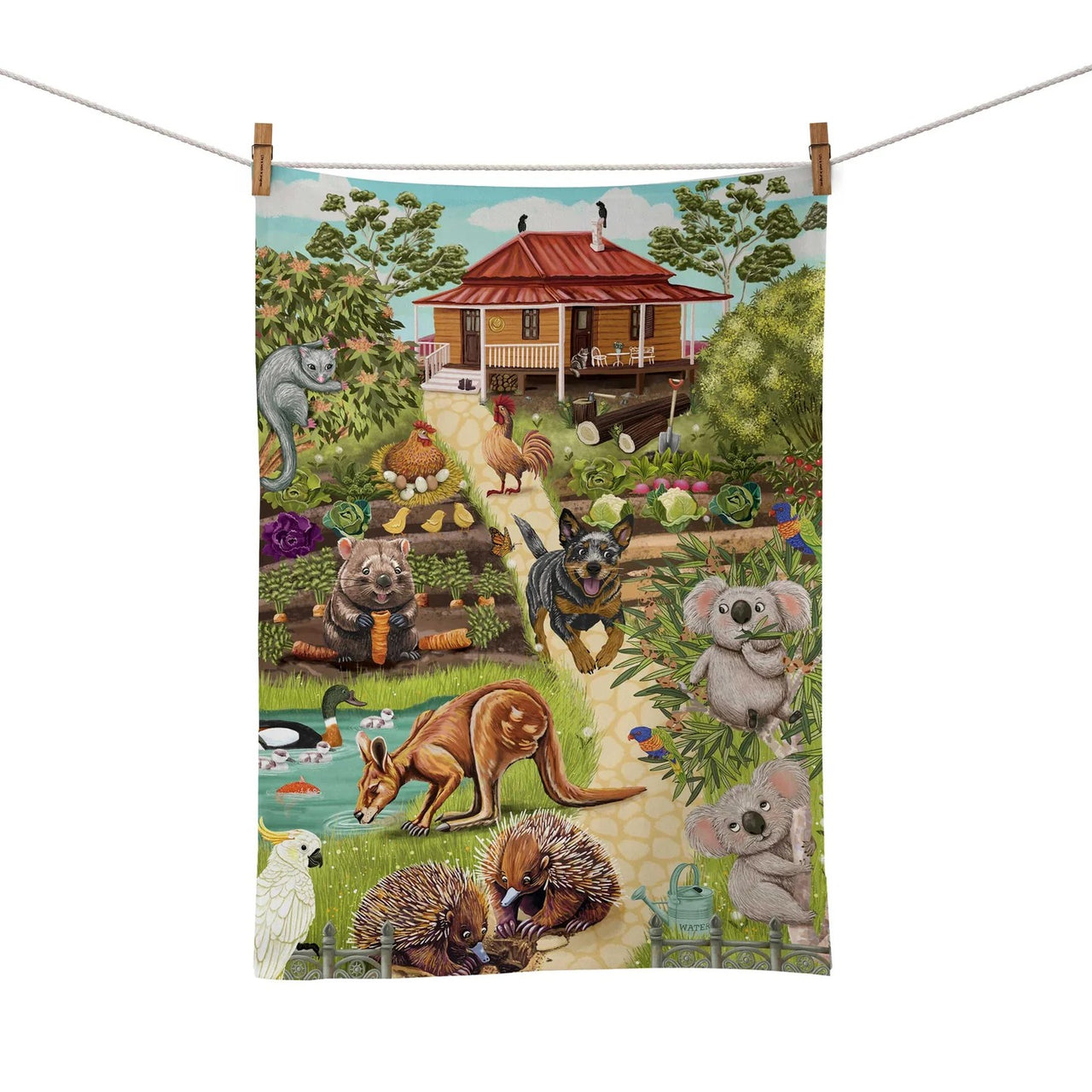 Tea Towel | Garden Giggles by La La Land. Australian Art Prints and Homewares. Green Door Decor. www.greendoordecor.com.au