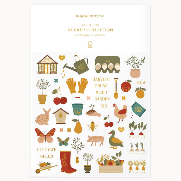 Gardening Sticker Sheet by Bespoke Letterpress. Australian Art Prints and Homewares. Green Door Decor. www.greendoordecor.com.au