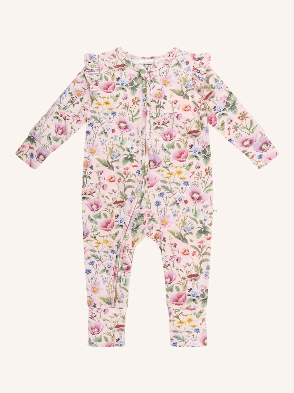 'Garden of Dreams' Precious Frill Coverall | Peach by Fleur Harris. Australian Art Prints and Homewares. Green Door Decor. www.greendoordecor.com.au
