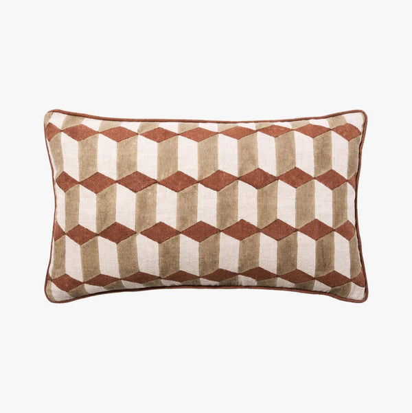 'Genoa Baked Clay' Reversible Linen Mini Cushion (30x50cm) by L&M Home. Australian Art Prints and Homewares. Green Door Decor. www.greendoordecor.com.au