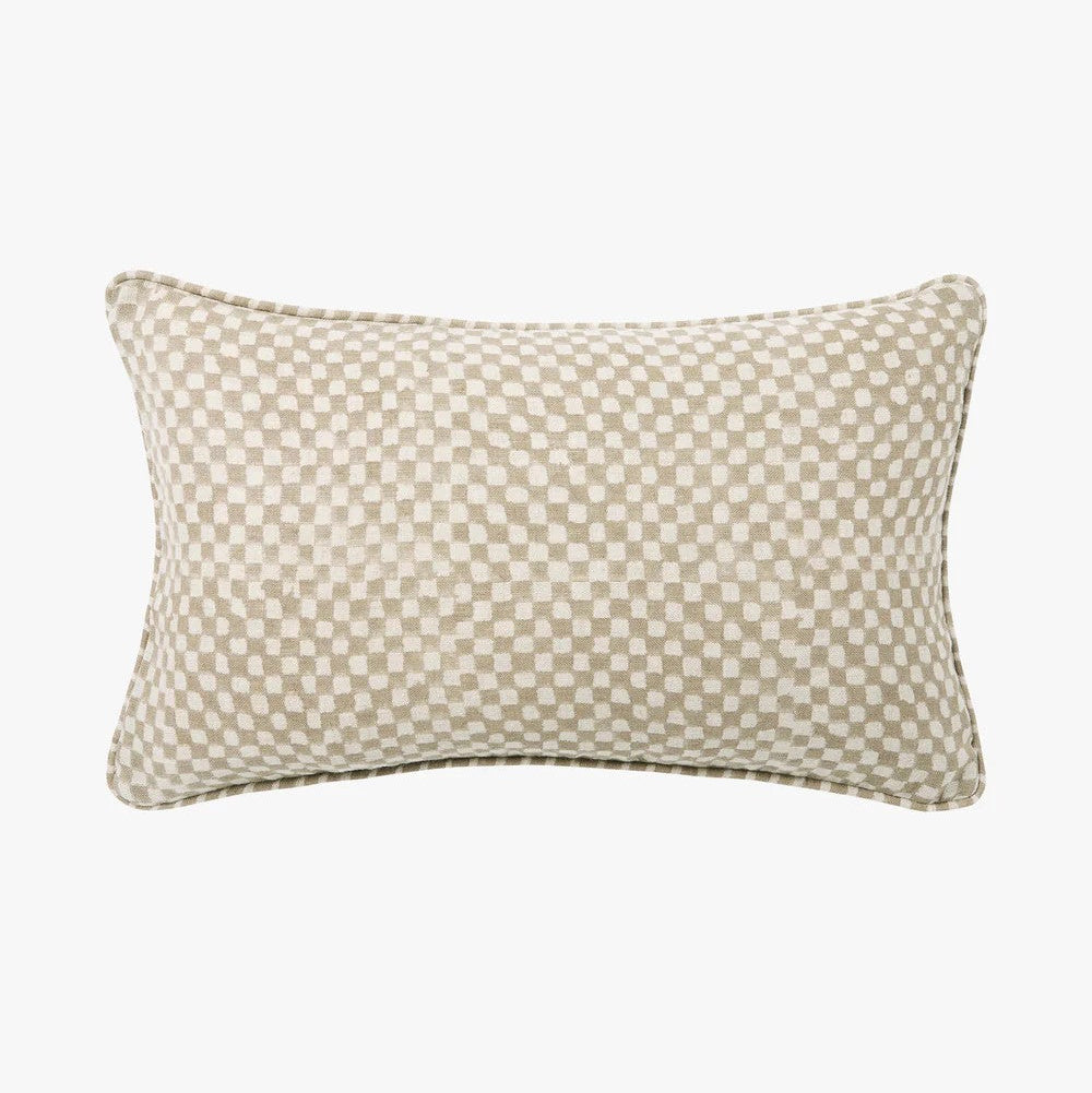 'Gia' Mini Linen Cushion (30x50cm) | Mocha by L&M Home. Australian Art Prints, Gifts, Fashion and Homewares. Green Door Decor. www.greendoordecor.com.au