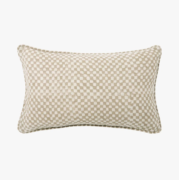 'Gia' Mini Linen Cushion (30x50cm) | Mocha by L&M Home. Australian Art Prints, Gifts, Fashion and Homewares. Green Door Decor. www.greendoordecor.com.au