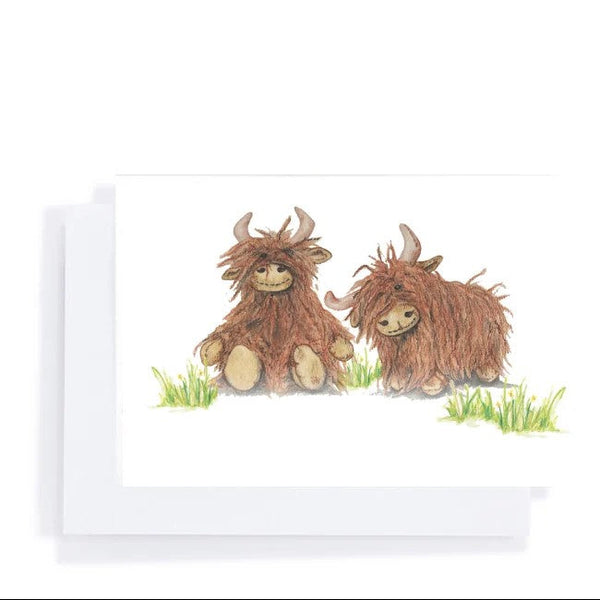 Henry and Heidi Highland Cows | Nana Huchy Greeting Card. Australian Art Prints, Gifts, Fashion and Homewares. Green Door Decor. www.greendoordecor.com.au