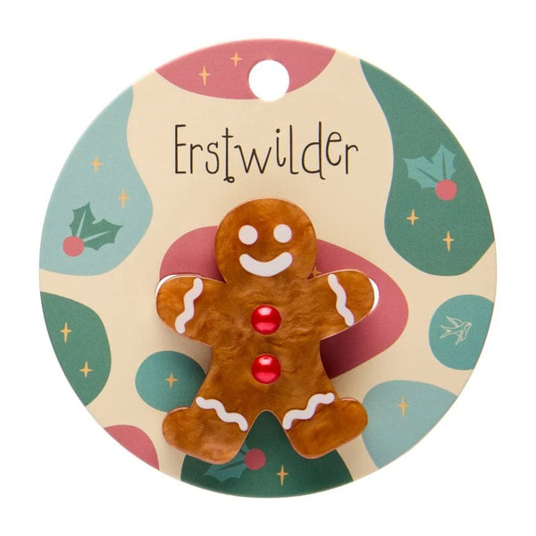 Gingerbread Man Simplified Mini Brooch | Erstwilder. Australian Art Prints and Homewares. Green Door Decor. www.greendoordecor.com.au