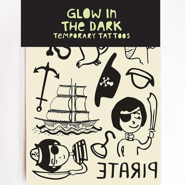 Pirates | Glow In The Dark Temporary Tattoos by Missy Minzy. Australian Art Prints, Gifts, Fashion and Homewares. Green Door Decor. www.greendoordecor.com.au