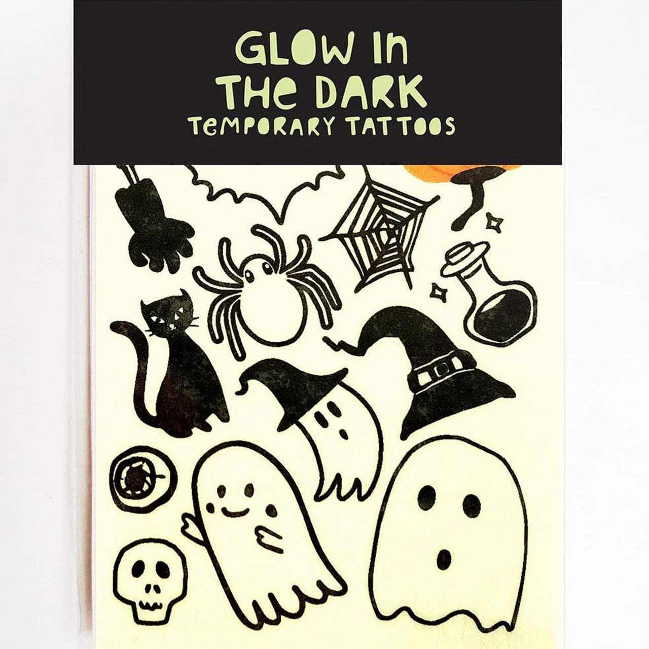 White Halloween | Glow In The Dark Temporary Tattoos by Missy Minzy. Australian Art Prints, Gifts, Fashion and Homewares. Green Door Decor. www.greendoordecor.com.au