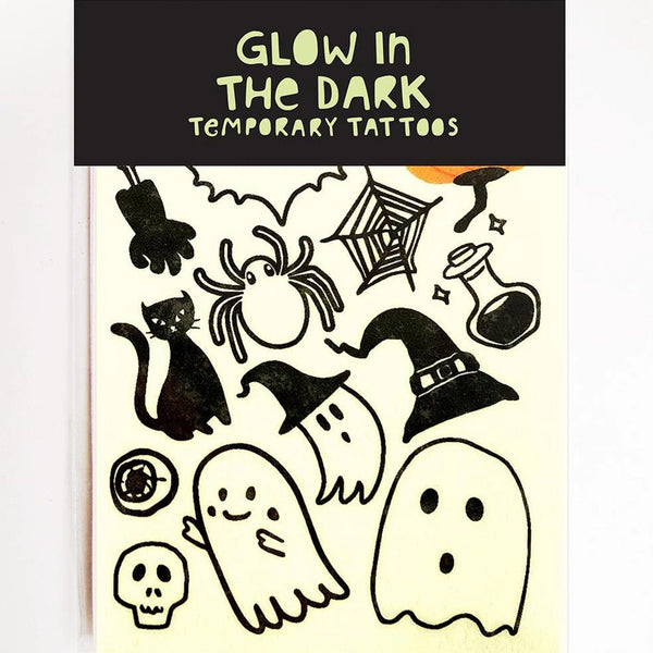 White Halloween | Glow In The Dark Temporary Tattoos by Missy Minzy. Australian Art Prints, Gifts, Fashion and Homewares. Green Door Decor. www.greendoordecor.com.au