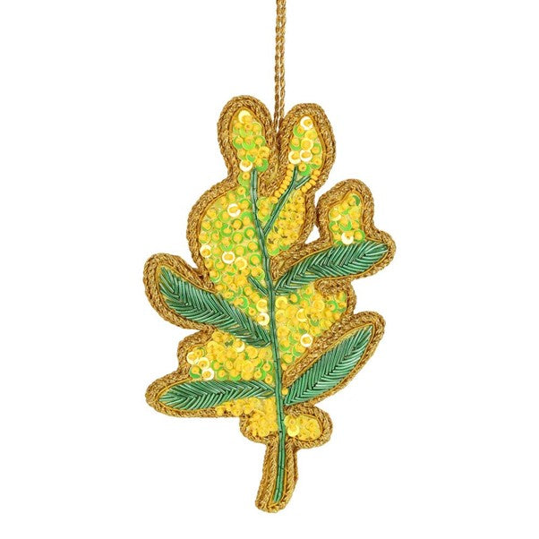 Golden Wattle Hanging Xmas Decoration. Australian Art Prints and Homewares. Green Door Decor. www.greendoordecor.com.au