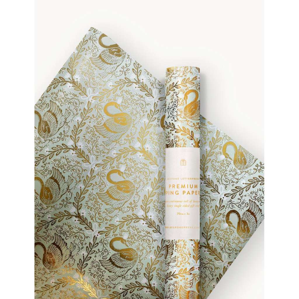 Gift Wrap Roll | Golden Swans by Bespoke Letterpress. Australian Art Prints and Homewares. Green Door Decor. www.greendoordecor.com.au