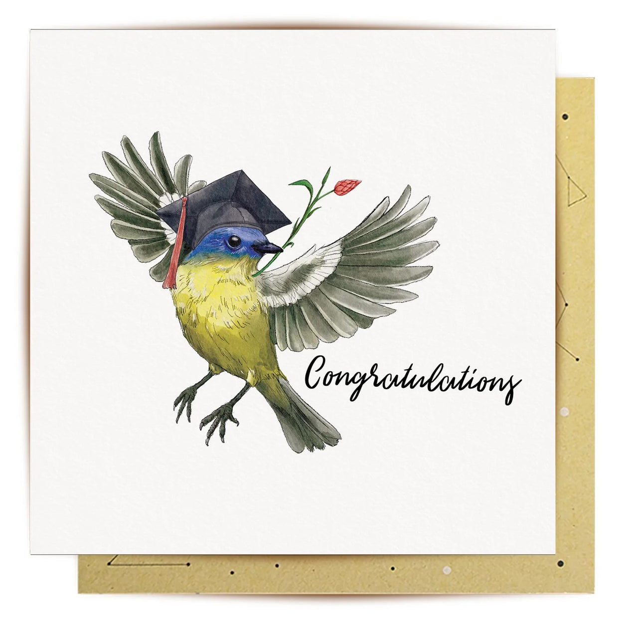 Greeting Card | Graduation Bird by La La Land. Australian Art Prints, Gifts, Fashion and Homewares. Green Door Decor. www.greendoordecor.com.au