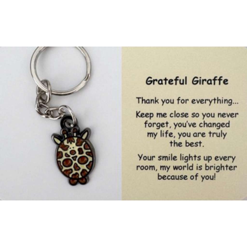 Grateful Giraffe | Mental Wellbeing Keyring by Little Joys by Amelie. Australian Art Prints and Homewares. Green Door Decor. www.greendoordecor.com.au