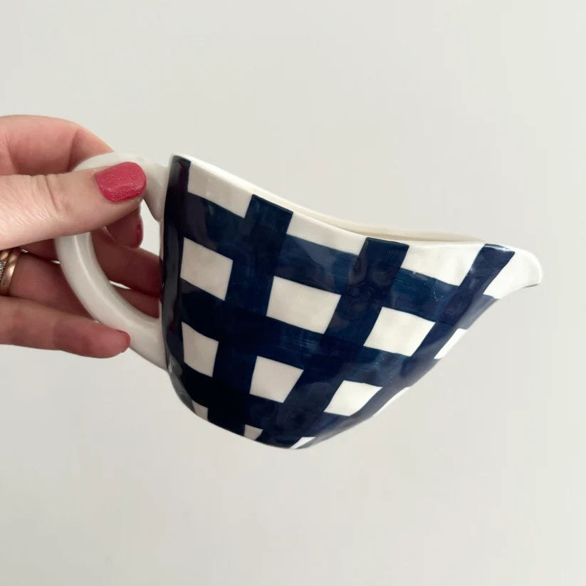 Ceramic Gravy Jug | Navy Gingham by Noss & Co. Australian Art Prints and Homewares. Green Door Decor. www.greendoordecor.com.au