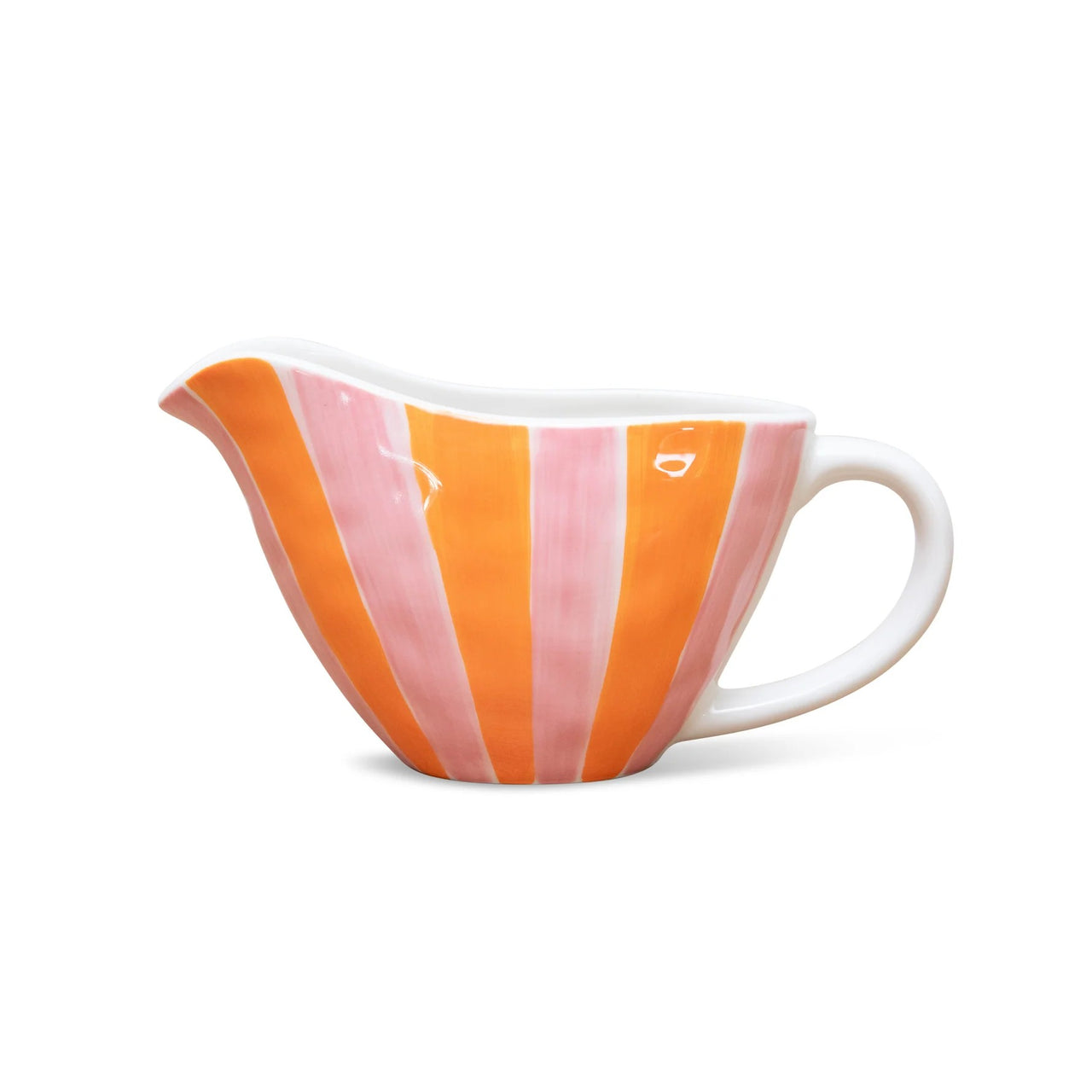 Ceramic Gravy Jug | Pink & Orange Stripe by Noss & Co. Australian Art Prints, Gifts, Fashion and Homewares. Green Door Decor. www.greendoordecor.com.au