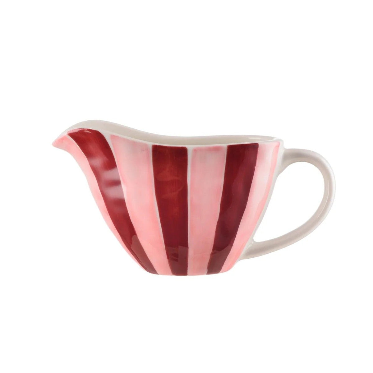 Ceramic Gravy Jug Pink And Burgundy Stripe Noss And Co Green Door 