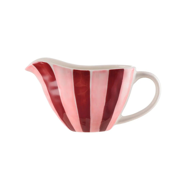 Ceramic Gravy Jug | Pink & Burgundy Stripe by Noss & Co. Australian Art Prints, Fashion and Homewares. Green Door Decor. www.greendoordecor.com.au