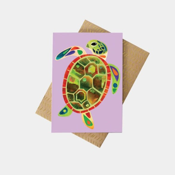 'Green Sea Turtle' Greeting Card by Pete Cromer.  We proudly support fun and beautiful Australian made art prints, textiles, homewares and jewellery by Aussie Creatives. www.greendoordecor.com.au