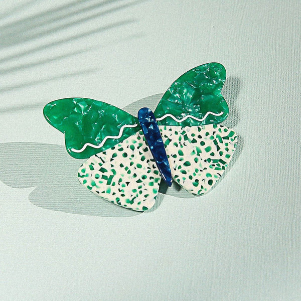 Green Terrazzo Butterfly Hair Clip by Kingston Jewellery. Australian Art Prints and Homewares. Green Door Decor. www.greendoordecor.com.au