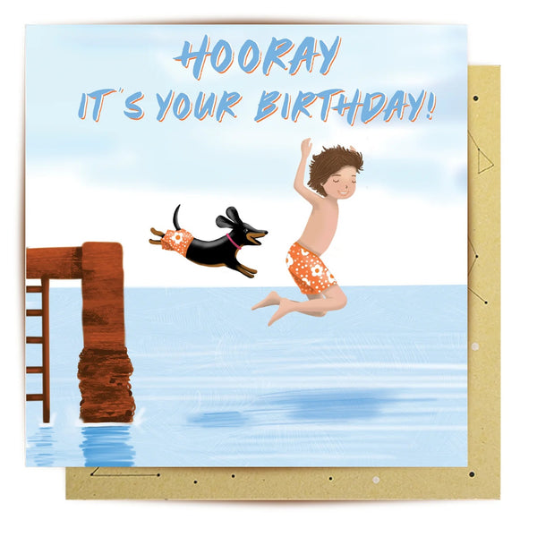 Greeting Card | Birthday Jetty by La La Land. Australian Art Prints and Homewares. Green Door Decor. www.greendoordecor.com.au