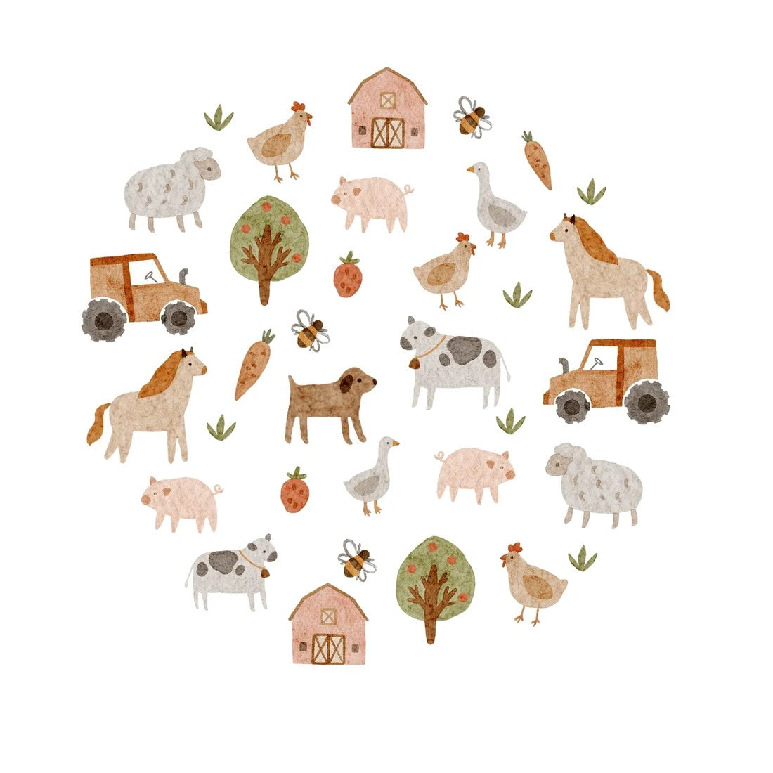 Farmyard | Greeting Card by Petite Vous. Australian Art Prints, Gifts, Fashion and Homewares. Green Door Decor. www.greendoordecor.com.au