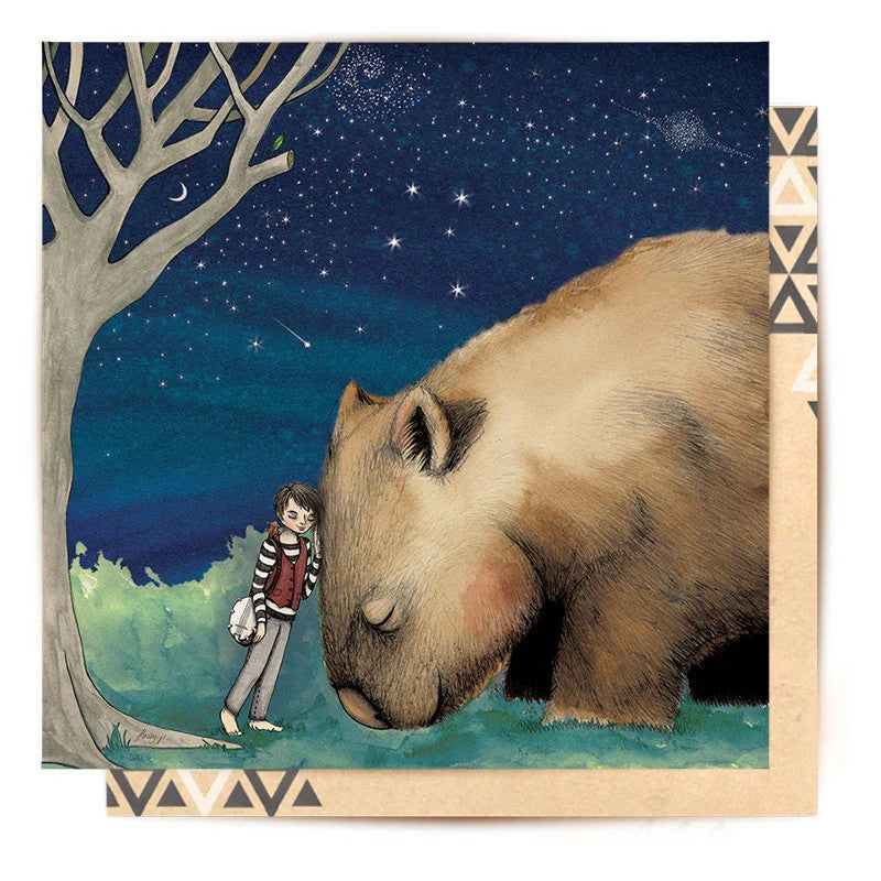 Greeting Card | Giant Wombat Boy by La La Land. Australian Art Prints and Homewares. Green Door Decor. www.greendoordecor.com.au