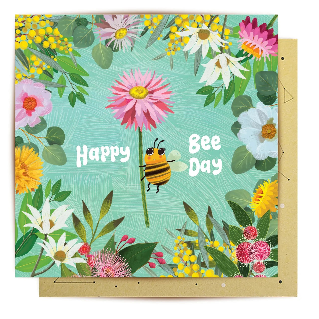 Greeting Card | Happy Bee Day by La La Land. Australian Art Prints and Homewares. Green Door Decor. www.greendoordecor.com.au