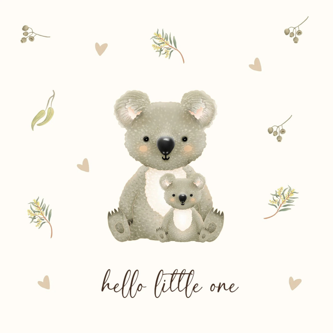 Hello Little One Koala | Greeting Card by Petite Vous. Australian Art Prints, Gifts, Fashion and Homewares. Green Door Decor. www.greendoordecor.com.au