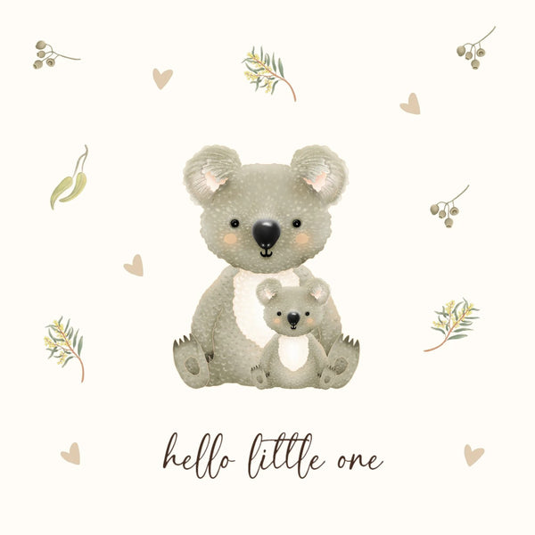 Hello Little One Koala | Greeting Card by Petite Vous. Australian Art Prints, Gifts, Fashion and Homewares. Green Door Decor. www.greendoordecor.com.au