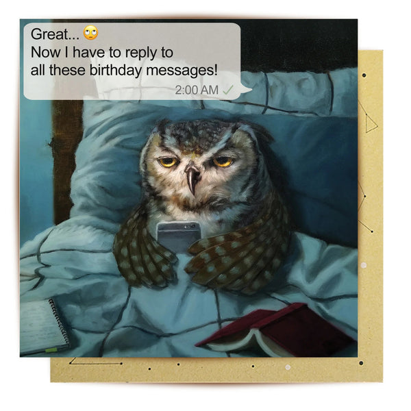 Greeting Card | Night Owl by La La Land. Australian Art Prints and Homewares. Green Door Decor. www.greendoordecor.com.au