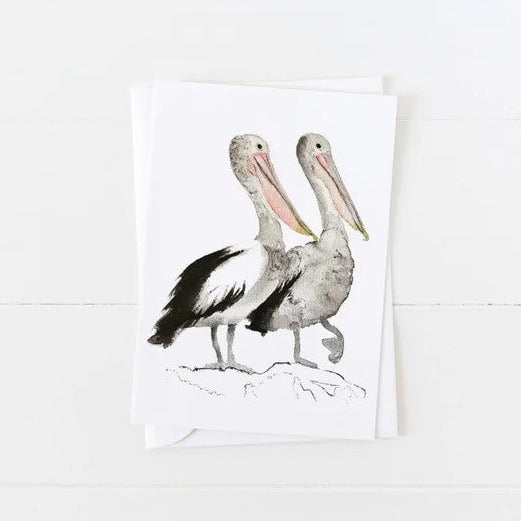 Greeting Card | Pelicans | Choose Arts by Qing Zhang. Australian Art Prints and Homewares. Green Door Decor. www.greendoordecor.com.au