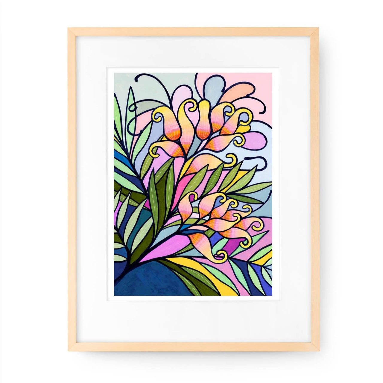 Grevillea in the Garden limited edition print by Claire Ishino. Australian Art Prints and Homewares. Green Door Decor. www.greendoordecor.com.au