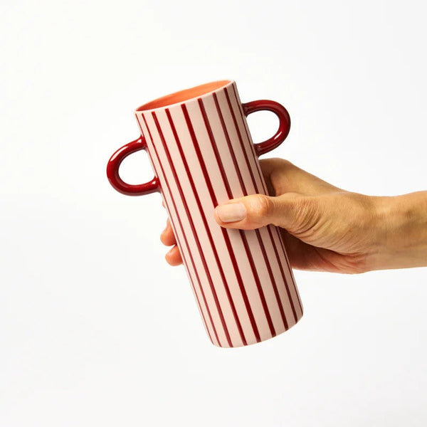 Griffe Bud Vase | Pink Pinstripe by Jones and Co. Australian Art Prints, Gifts, Fashion and Homewares. Green Door Decor. www.greendoordecor.com.au