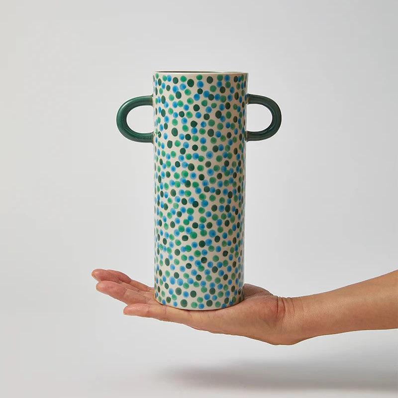 'Griffe' Green Spot Tall Vase by Jones and Co. Australian Art Prints and Homewares. Green Door Decor. www.greendoordecor.com.au