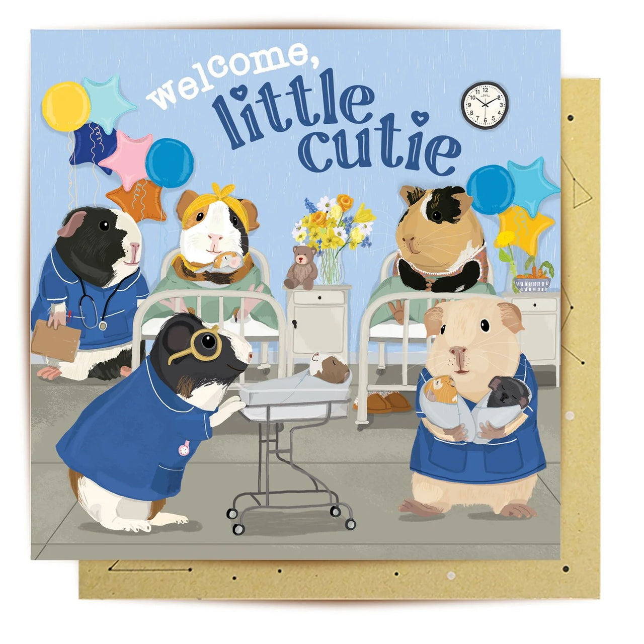 Greeting Card | Guinea Pig Babies by La La Land. Australian Art Prints, Fashion and Homewares. Green Door Decor. www.greendoordecor.com.au